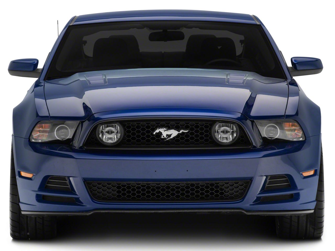 Raxiom Mustang LED Halo Projector Headlights; Black Housing
