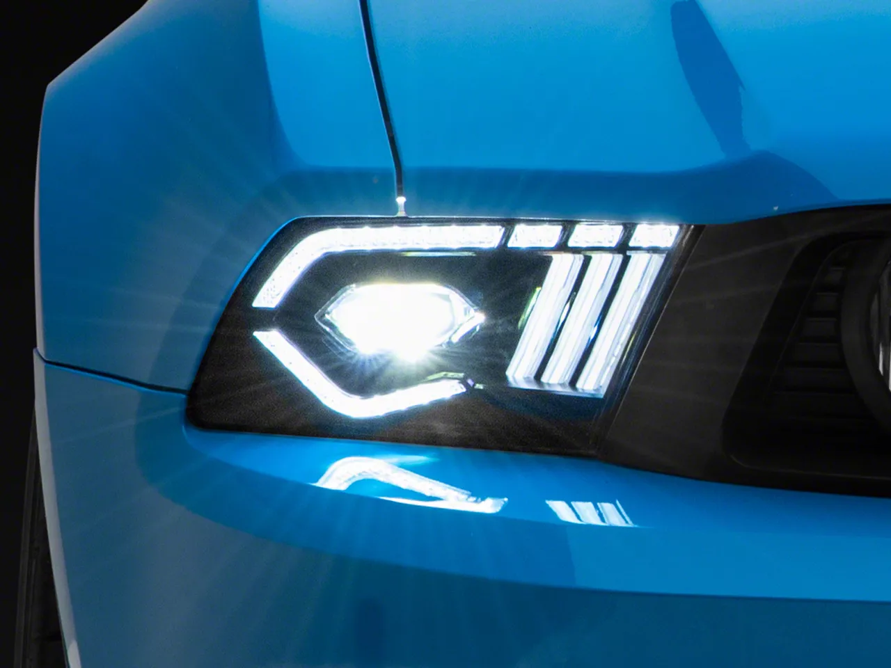 Raxiom Mustang LED Projector Headlights; Black Housing; Clear Lens 