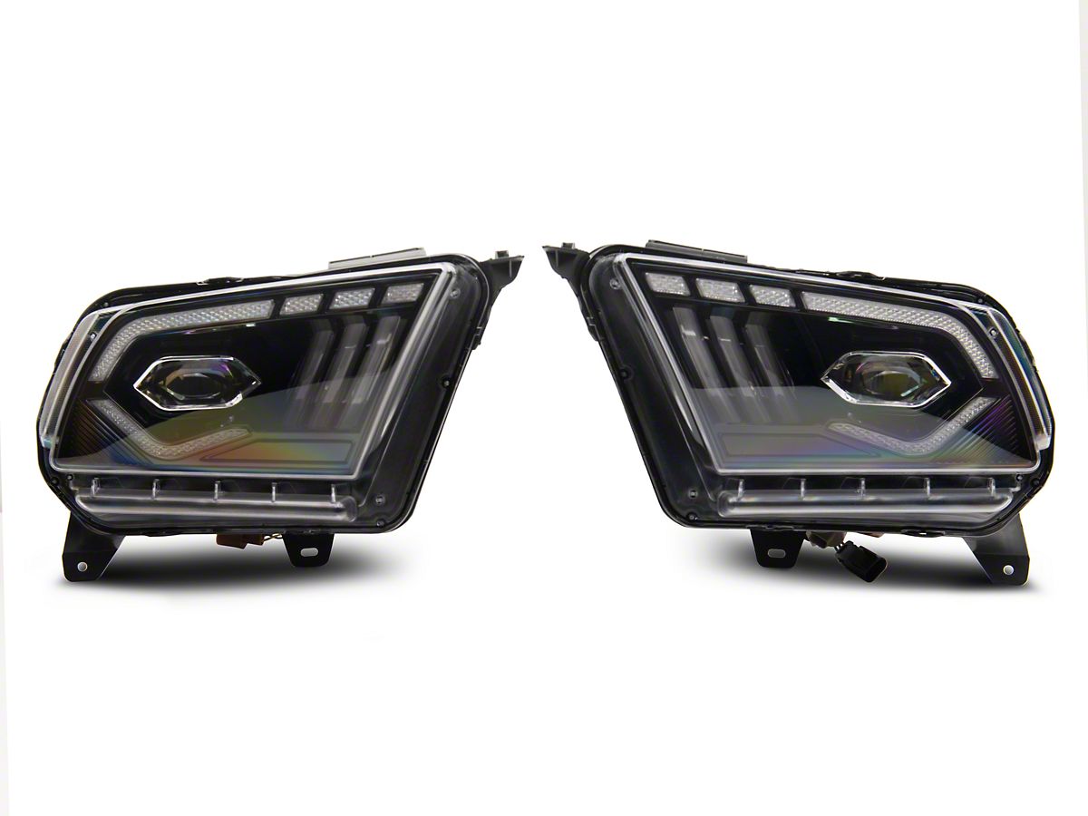 Raxiom Mustang LED Projector Headlights; Black Housing; Clear Lens 