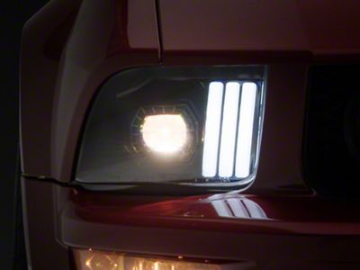 Raxiom Projector Headlights; Black Housing; Clear Lens (05-09 Mustang w/ Factory Halogen Headlights, Excluding GT500)