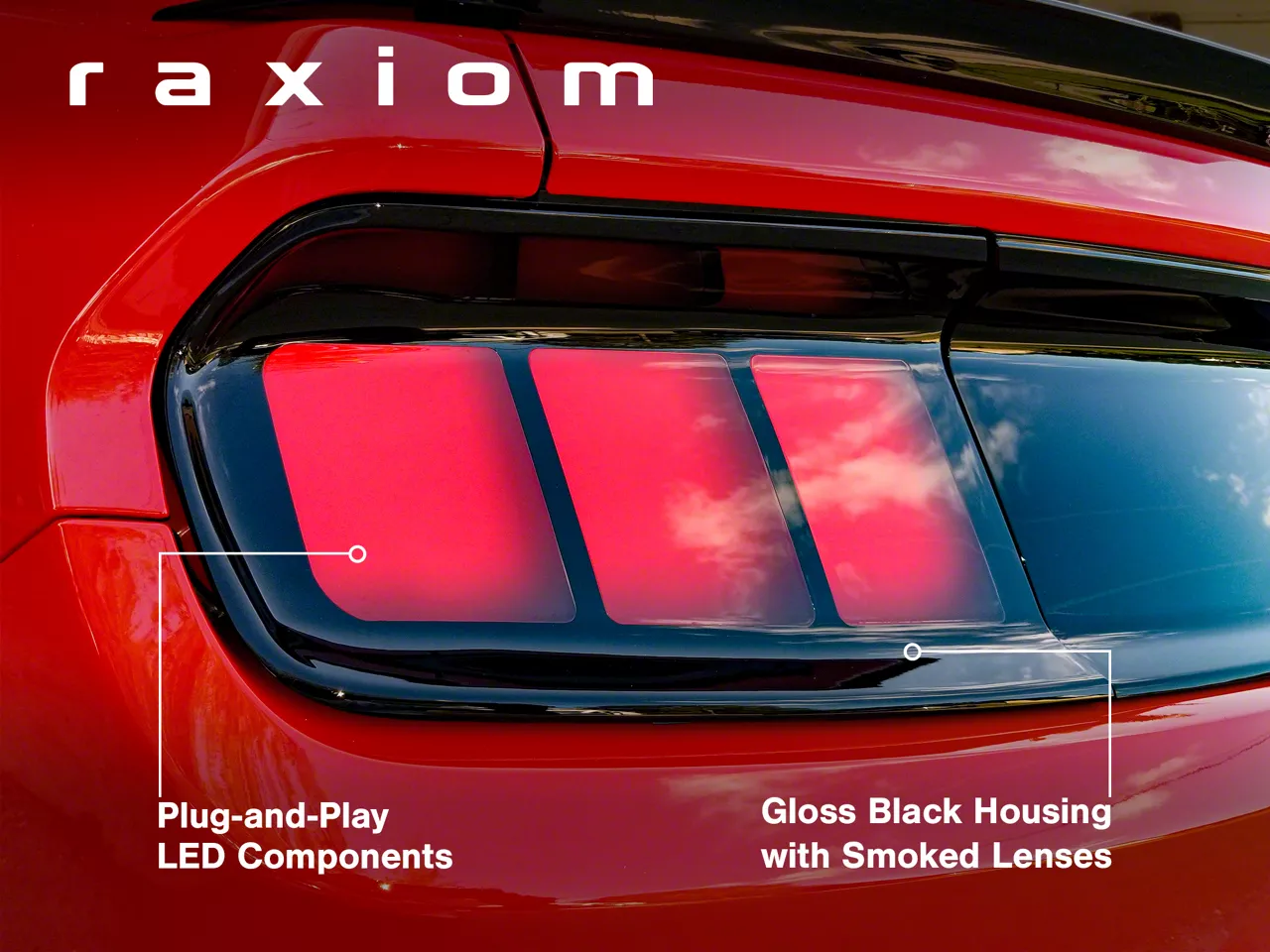 Raxiom Mustang Profile LED Tail Lights; Gloss Black Housing