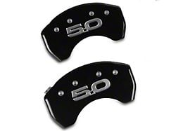 MGP Brake Caliper Covers with 5.0 Logo; Black; Rear Only (15-23 Mustang GT)