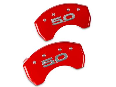 MGP Brake Caliper Covers with 5.0 Logo; Red; Rear Only (15-23 Mustang GT)
