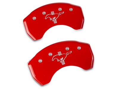 MGP Brake Caliper Covers with Tri-Bar Pony Logo; Red; Rear Only (15-23 Mustang GT, EcoBoost, V6)