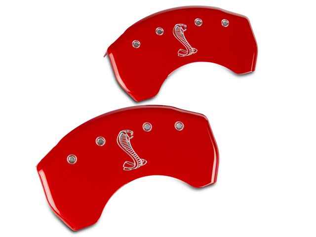 MGP Brake Caliper Covers with Tiffany Snake Logo; Red; Rear Only (15-23 Mustang GT, EcoBoost, V6)