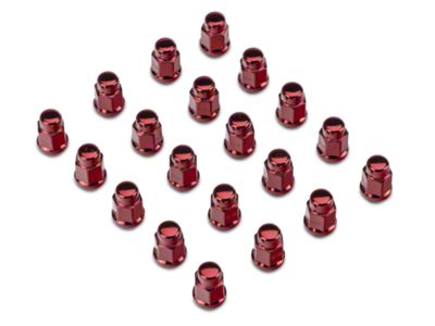 Red Acorn Lug Nut Kit; 3/4-Inch; Set of 20 (79-14 Mustang)