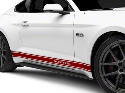 Rocker Stripes with Mustang Lettering; Red (15-23 Mustang)