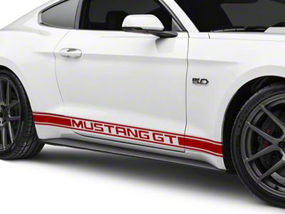 Rocker Stripes with Mustang GT Lettering; Red (15-23 Mustang)