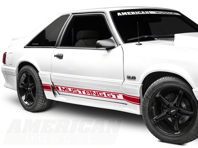 Rocker Stripes with Mustang GT Lettering; Red (79-93 Mustang)