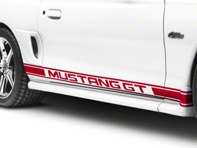 Rocker Stripes with Mustang GT Lettering; Red (94-04 Mustang)