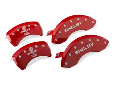 MGP Brake Caliper Covers with Shelby Snake Logo; Red; Front and Rear (10-14 Mustang GT w/o Performance Pack, V6)