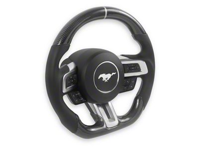 Steering Wheel; Carbon Fiber with Leather Grips (18-23 Mustang w/ Heated Steering Wheel)