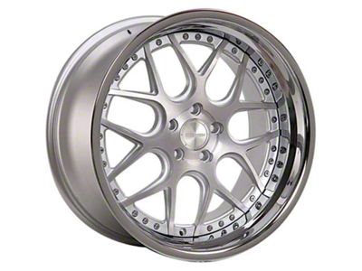 Rennen CSL-2 Silver Brushed with Chrome Step Lip Wheel; 19x8.5 (05-09 Mustang GT, V6)