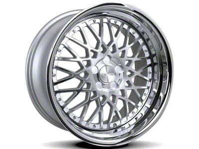 Rennen CSL-5 Silver Machined with Chrome Step Lip Wheel; 20x10 (06-10 RWD Charger)