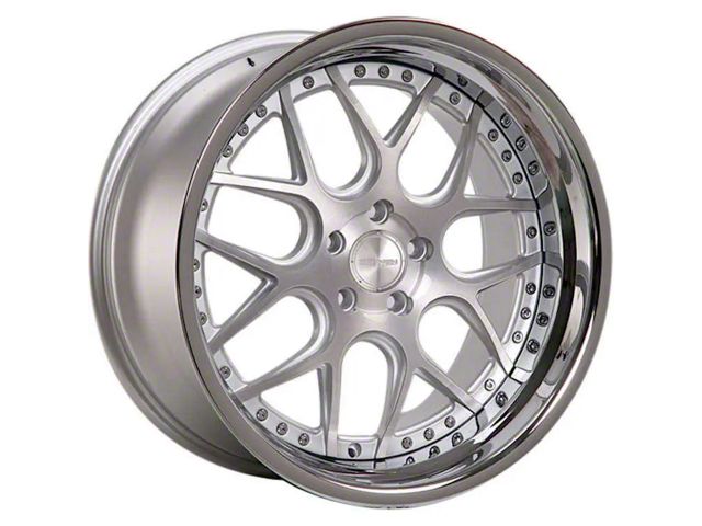 Rennen CSL-2 Silver Brushed with Chrome Step Lip Wheel; 19x8.5 (10-14 Mustang GT w/o Performance Pack, V6)