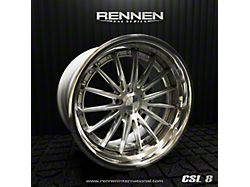 Rennen CSL-8 Silver Brushed Face with Chrome Step Lip Wheel; 20x9; 15mm Offset (11-23 RWD Charger, Excluding Widebody)
