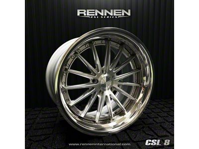 Rennen CSL-8 Silver Brushed Face with Chrome Step Lip Wheel; 20x9; 15mm Offset (11-23 RWD Charger, Excluding Widebody)