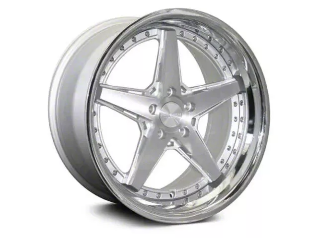 Rennen CSL-7 Silver Machined with Chrome Step Lip Wheel; 19x8.5 (2024 Mustang)