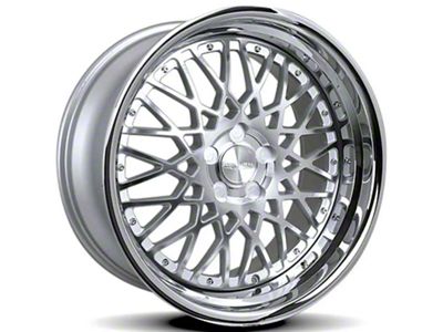 Rennen CSL-5 Silver Machined with Chrome Step Lip Wheel; 20x10; 18mm Offset (08-23 RWD Challenger, Excluding Widebody)