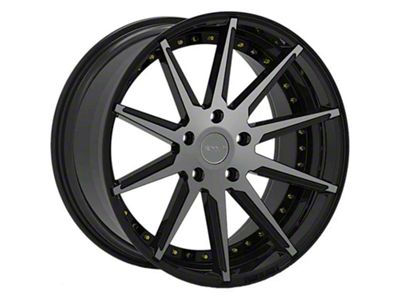 Rennen CSL-6 Black Machined with Gold Bolts Wheel; 20x9; 15mm Offset (08-23 RWD Challenger, Excluding Widebody)