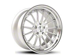 Rennen CSL-8 Silver Brushed with Chrome Step Lip Wheel; Rear Only; 20x10.5; 42mm Offset (20-26 Corvette C8 Stingray)