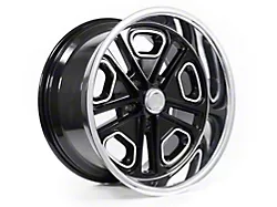 Resto Vintage Wheel Co Del Ray Glossy Black Center with Milled Window Diamond Cut Lip Wheel; 22x8.5; 1mm Offset (24-25 Mustang)