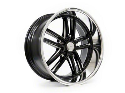 Resto Vintage Wheel Co Maverick Glossy Black Center with Milled Window Diamond Cut Lip Wheel; 18x8; 1mm Offset (24-25 Mustang)