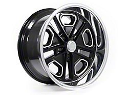 Resto Vintage Wheel Co Del Ray Glossy Black Center with Milled Window Diamond Cut Lip Wheel; 22x8.5; 1mm Offset (05-09 Mustang)