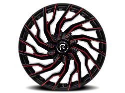 Revenge Luxury Wheels RL-101 Black Paint Red Milled Wheel; 24x9; 15mm Offset (11-23 RWD Charger, Excluding SRT Hellcat & Widebody)