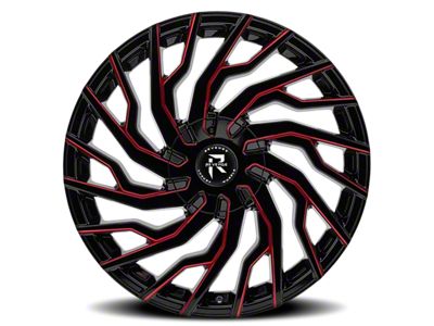 Revenge Luxury Wheels RL-101 Black Paint Red Milled Wheel; 24x9; 15mm Offset (11-23 RWD Charger, Excluding SRT Hellcat & Widebody)