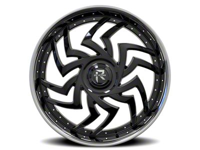 Revenge Luxury Wheels RL-107 Gloss Black with Chrome Lip Wheel; 24x9; 15mm Offset (11-23 RWD Charger, Excluding SRT Hellcat & Widebody)