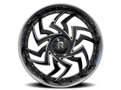 Revenge Luxury Wheels RL-107 Black Milled Windows with Chrome Lip Wheel; 24x9; 15mm Offset (11-23 RWD Charger, Excluding SRT Hellcat & Widebody)