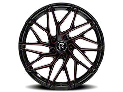 Revenge Luxury Wheels RL-102 Black Paint Red Milled Wheel; 22x9; 20mm Offset (06-10 RWD Charger)