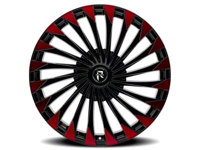 Revenge Luxury Wheels RL-106 Black Red Face Wheel; 24x9; 15mm Offset (08-23 RWD Challenger, Excluding SRT Hellcat & Widebody)