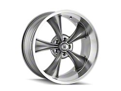Ridler 695 Gloss Grey Machined Wheel; 17x7; 0mm Offset (05-09 Mustang GT, V6)