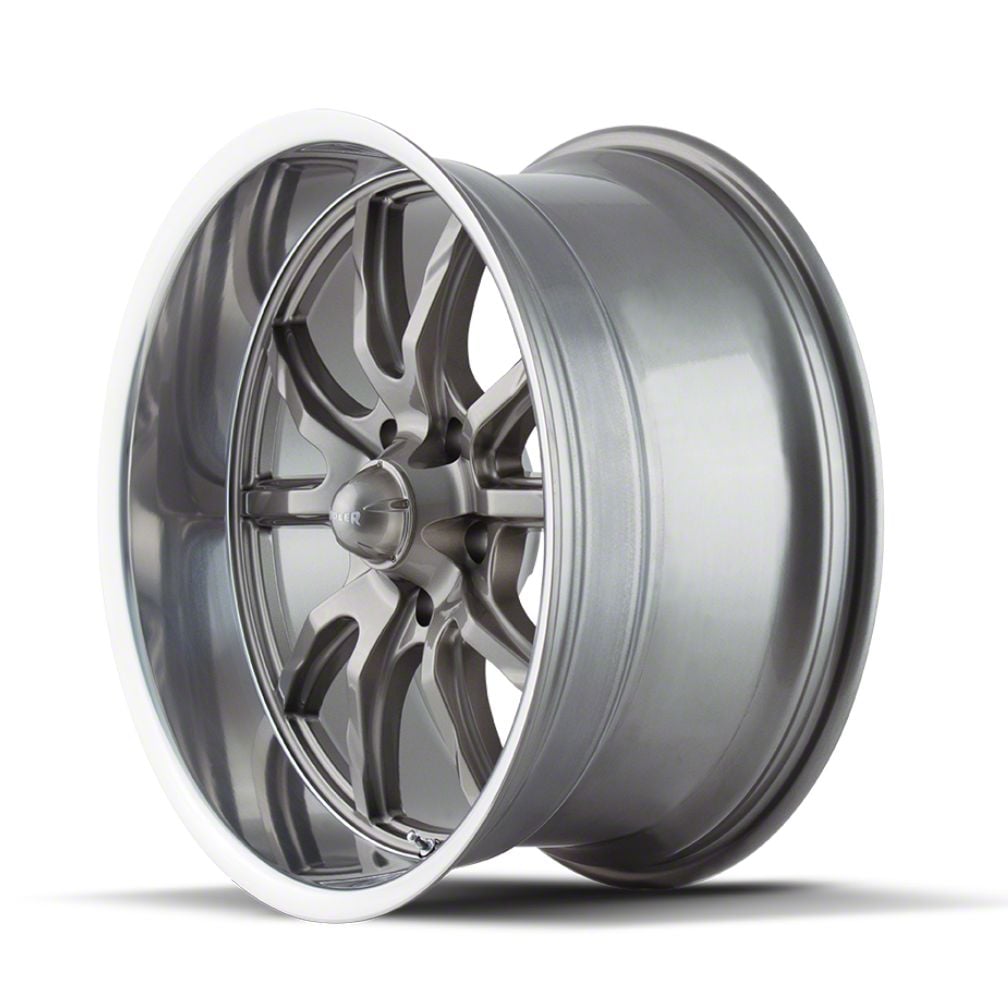 Ridler Mustang 650 Gloss Grey with Polished Lip Wheel; 18x9.5; 0mm