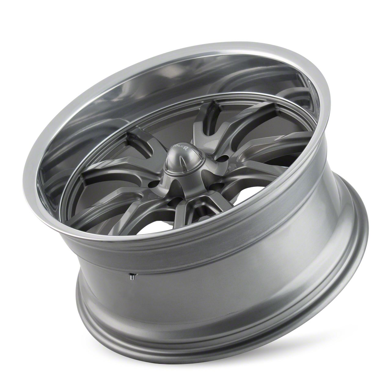 Ridler Mustang 650 Gloss Grey with Polished Lip Wheel; 18x9.5; 0mm