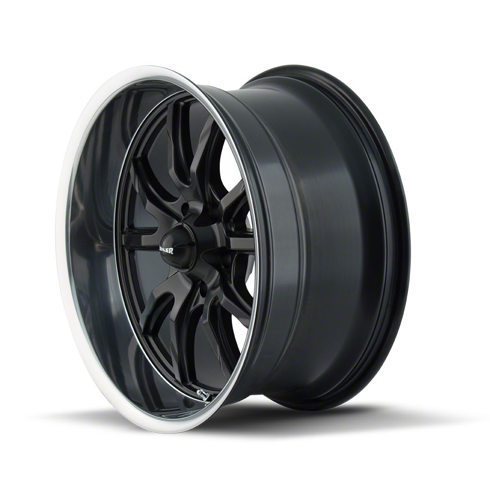 Ridler Mustang 650 Matte Black with Polished Lip Wheel; 17x7; 0mm