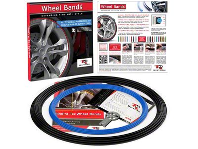 RimPro-Tec 13 to 22-Inch Wheel Bands Kit with Sky Blue Insert; Silver (Universal; Some Adaptation May Be Required)