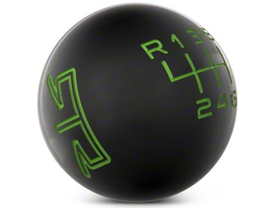 RTR 6-Speed Shift Knob; Black/Green (15-24 Mustang, Excluding GT350 & GT500)