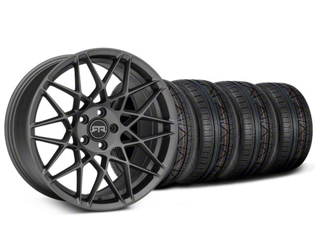 Staggered RTR Tech Mesh Satin Charcoal Wheel and NITTO INVO Tire Kit; 20x9.5/10.5 (15-23 Mustang GT, EcoBoost, V6)
