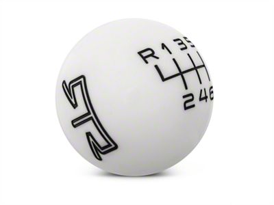 RTR 6-Speed Shift Knob; White/Black (15-25 Mustang, Excluding GT350 & GT500)