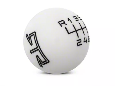 RTR 6-Speed Shift Knob; White/Black (15-24 Mustang, Excluding GT350 & GT500)