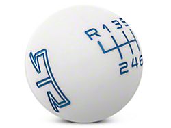 RTR 6-Speed Shift Knob; White/Blue (11-14 Mustang GT, V6)