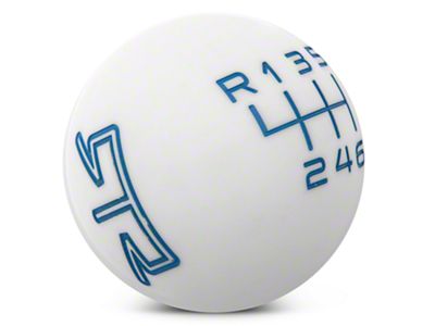 RTR 6-Speed Shift Knob; White/Blue (11-14 Mustang GT, V6)