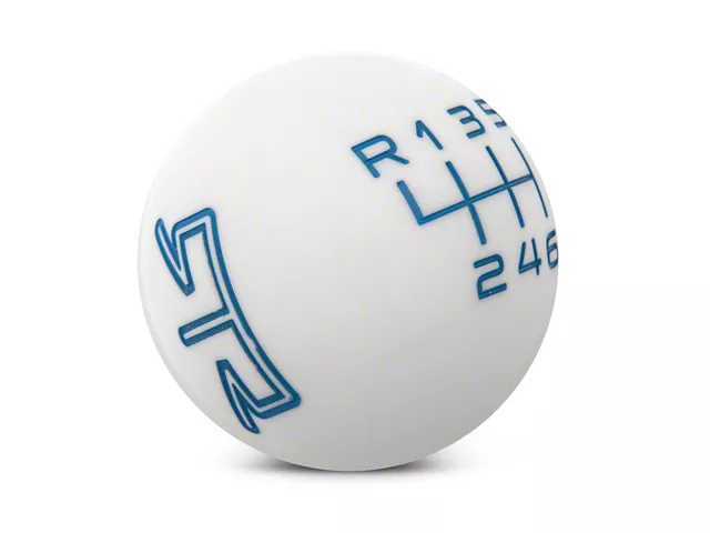 RTR 6-Speed Shift Knob; White/Blue (15-24 Mustang, Excluding GT350 & GT500)