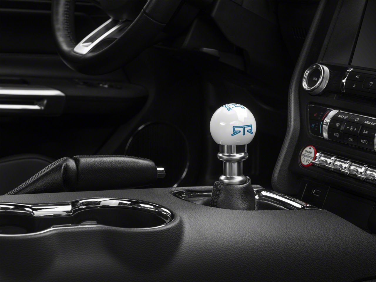 RTR Mustang 6-Speed Shift Knob; White/Blue 389551 (15-25