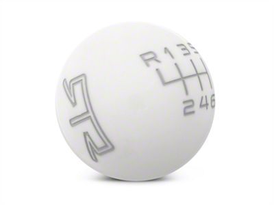 RTR 6-Speed Shift Knob; White/Gray (15-25 Mustang, Excluding GT350 & GT500)
