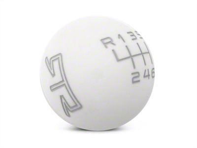 RTR 6-Speed Shift Knob; White/Gray (15-24 Mustang, Excluding GT350 & GT500)