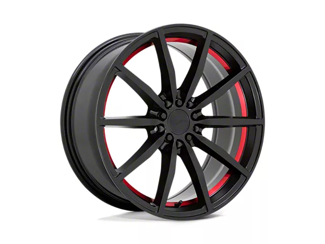 RUFF Mustang Burnout Gloss Black with Red Inner Lip Wheel; 18x8; 38mm ...